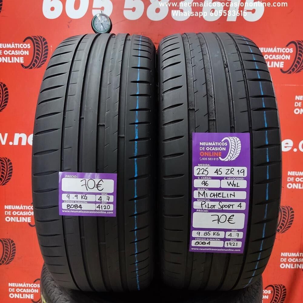 [Ref.8084] 2x 225 45 ZR19 96W XL 4.7/4.7 mm Michelin Pilot Sport 4 Ref.8084