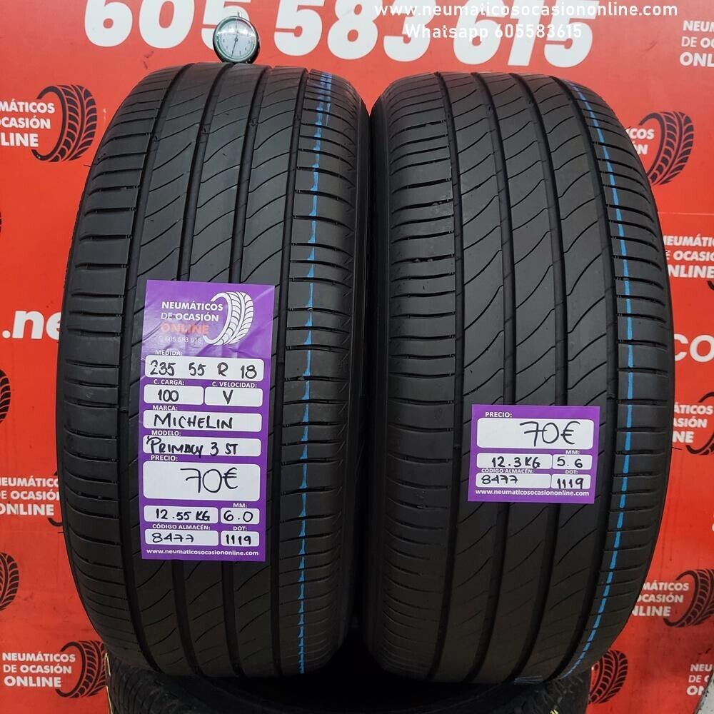 [Ref.8477] 2x 235 55 R18 100V 6.0/5.6 mm Michelin Primacy 3 ST Ref.8477