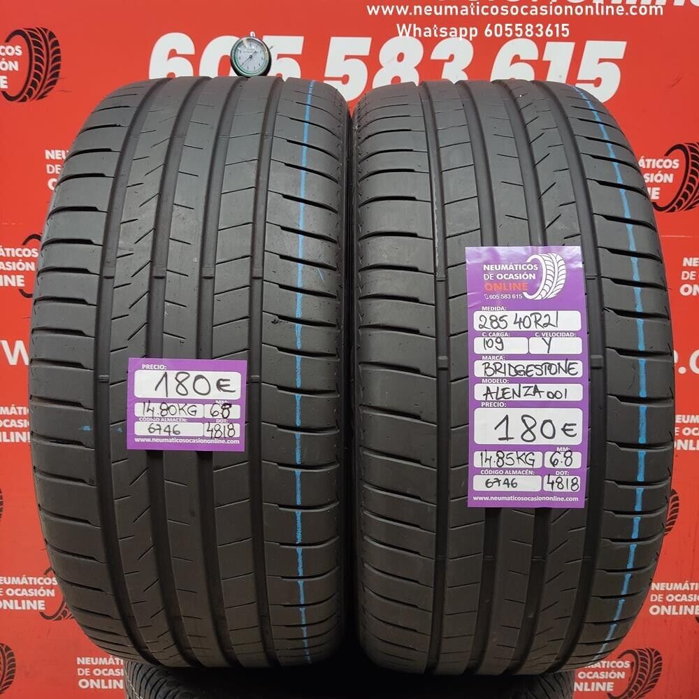 2x 285 40 R21 109Y 6.8/6.8mm Bridgestone Alenza 001 Ref:6746