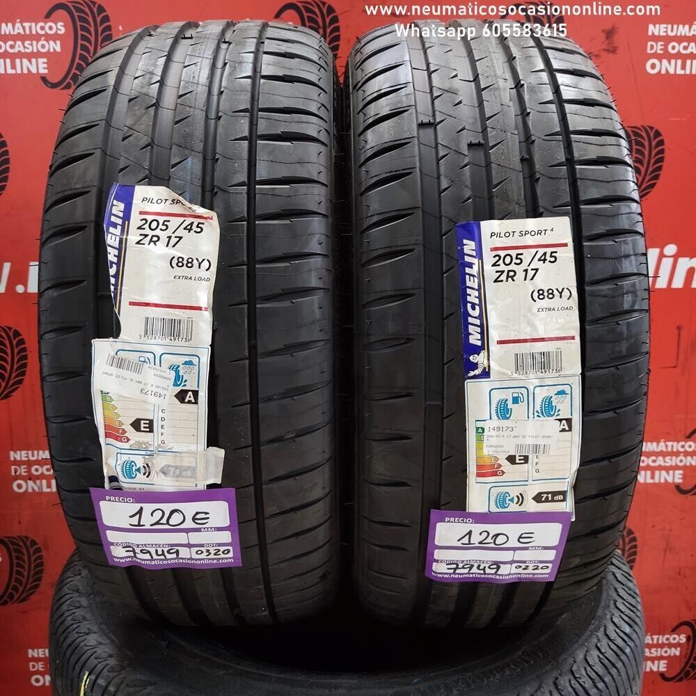 [Ref.7949] 2x 205 45 R17 88Y Michelin Pilot Sport 4 DOT 0220/0320 (Sin Uso) Ref.7949