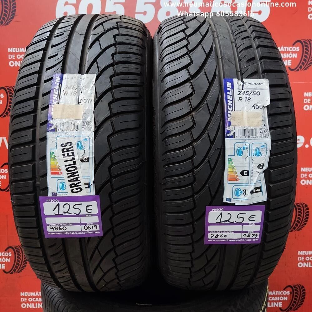 [Ref.7860] 2x 245 50 R18 100W Michelin Pilot Primacy DOT 0619/0819 (Sin Uso)  Ref.7860