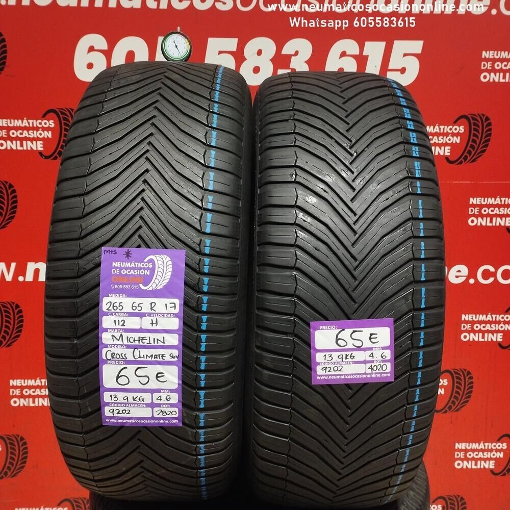 [Ref.9202] 2x 265 65 R17 112H Michelin Cross Climate SUV M+S 4.6/4.6 mm Ref.9202