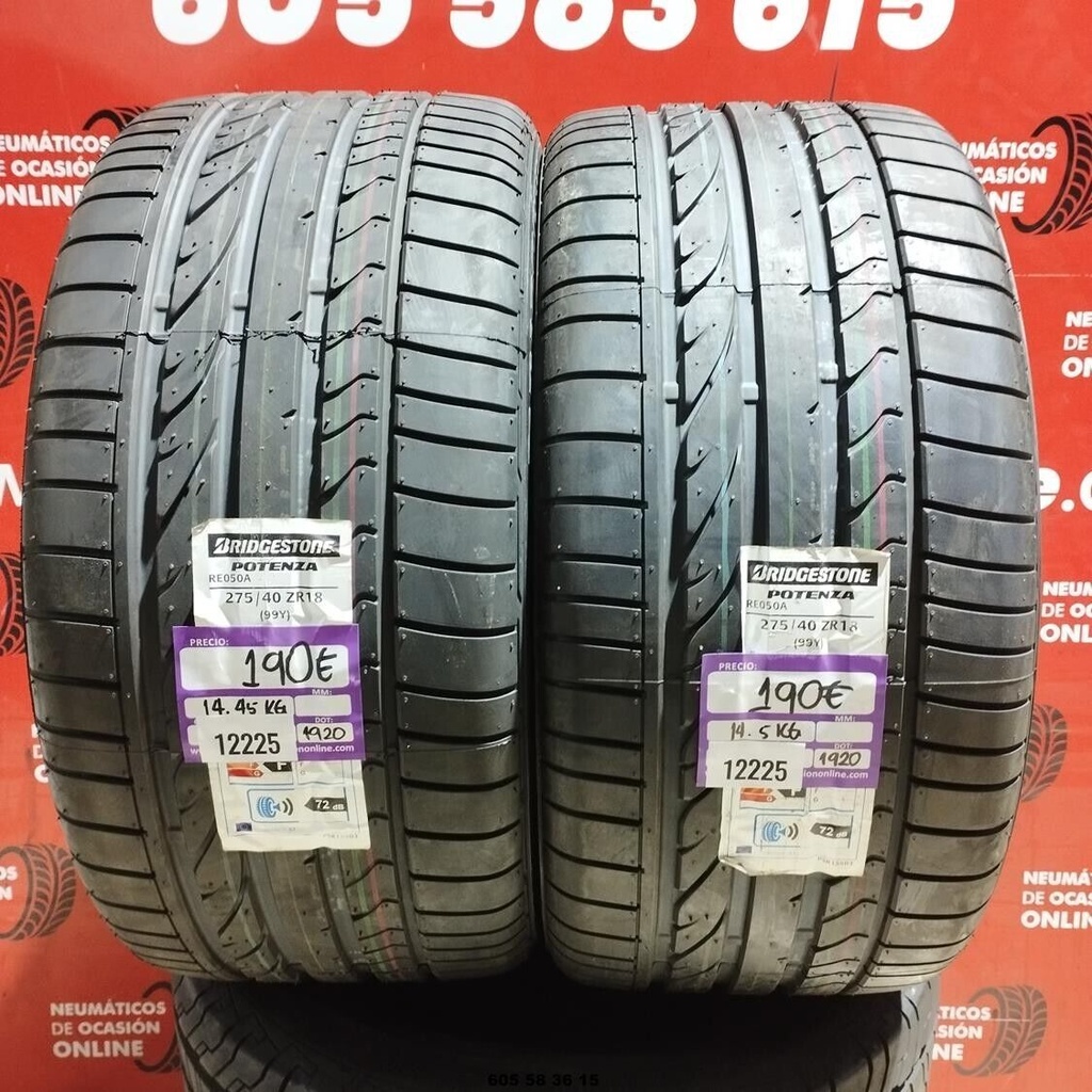 ¡¡OFERTA!!  2x 275 40 Z R18 99Y BRIDGESTONE POTENZA DOT:1920 (SIN USO) Ref:12225