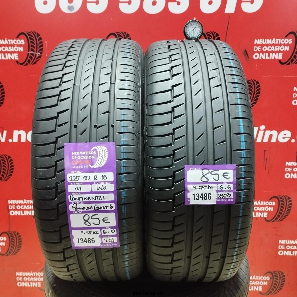 225 50 R18 99W XL Continental Premium CONTACT6 6.0 6.6MM Réf. 13486