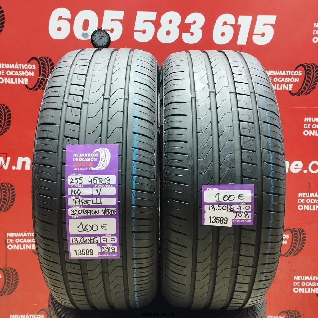2X 255 45 R19 100V PIRELLI SCORPION VERDE 7.0/7.0 MM REF. 13589