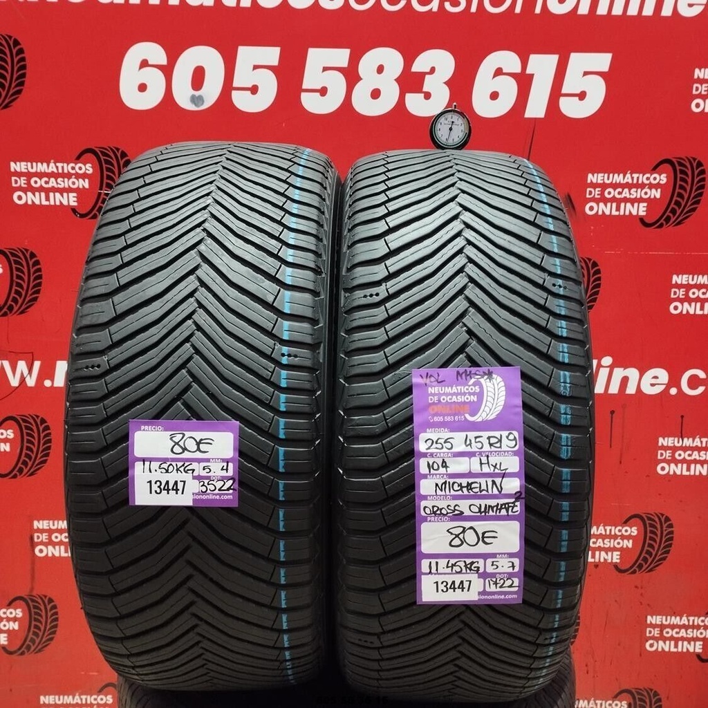2x 255 45 R19 104H XL Michelin Cross Climate 2 M+S Vol 5.4/5.7MM Ref. 13447