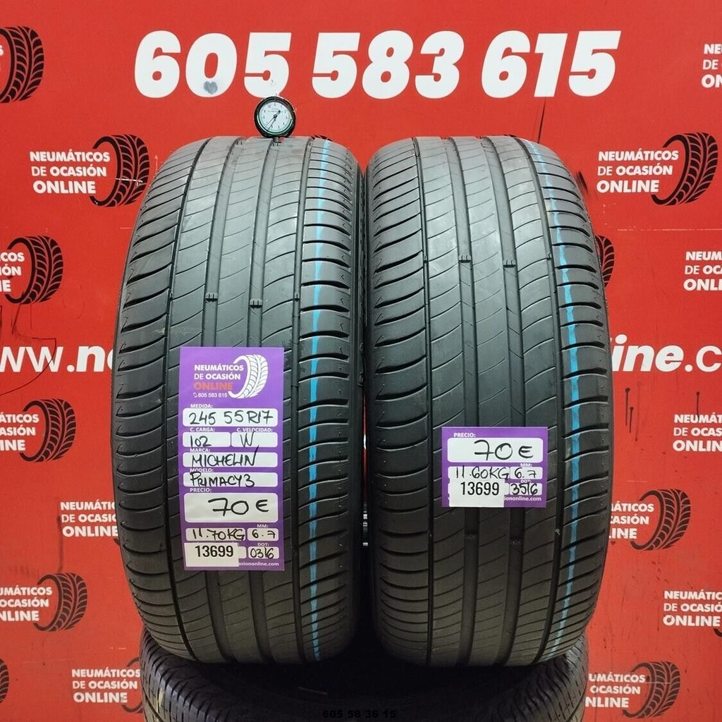 2x 245 55 R17 102W MICHELIN PRIMACY 3 6.7/6.7MM REF. 13699
