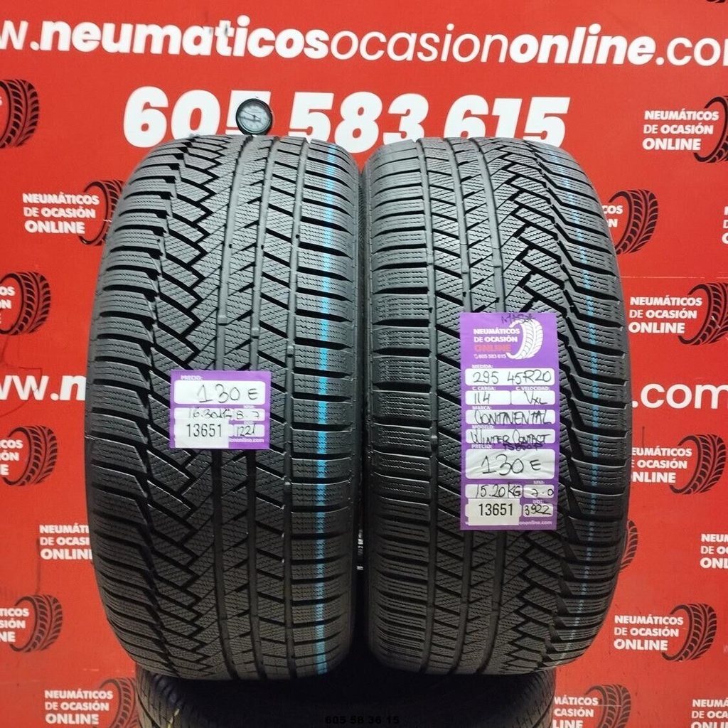 2x 295 45 R20 114V XL CONTINENTAL WINTER CONTACT M+S* 8.7/7.0MM REF. 13651