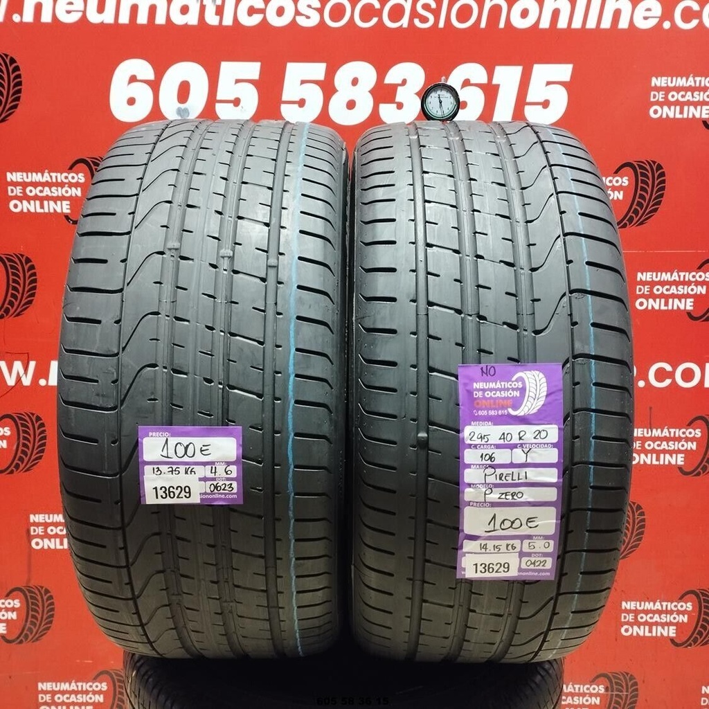 2x 295 40 R20 106Y PIRELLI PZERO NO 4.6/5.0MM REF. 13629