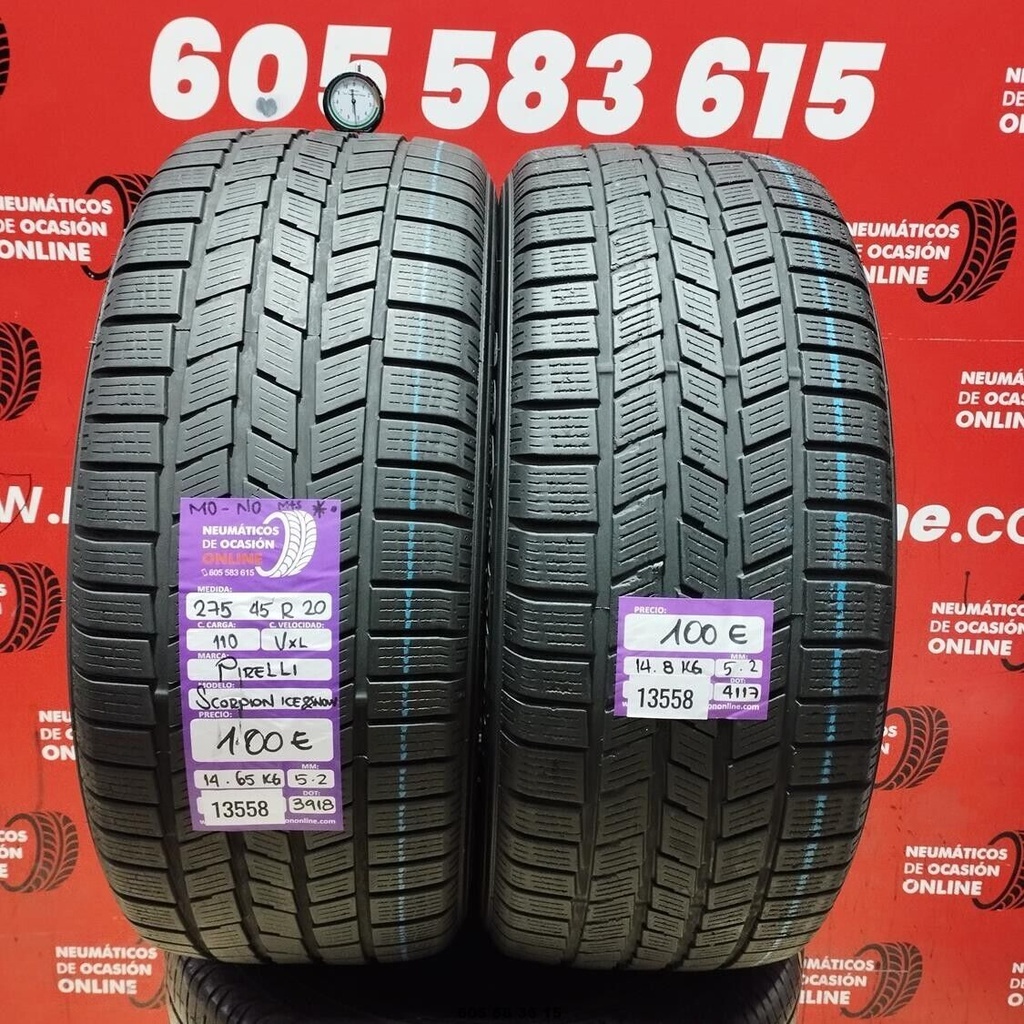 2x 275 45 R20 110V XL Pirelli Scorpion Ice MO Nicht M+S 5.2/52MM Refl 13558