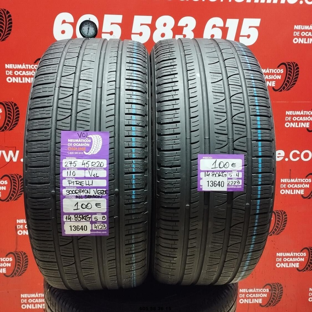 2x 275 45 R20 110V XL Pirelli Scorpion Grün All Season Vol 5.8/5.4MM Ref. 13640