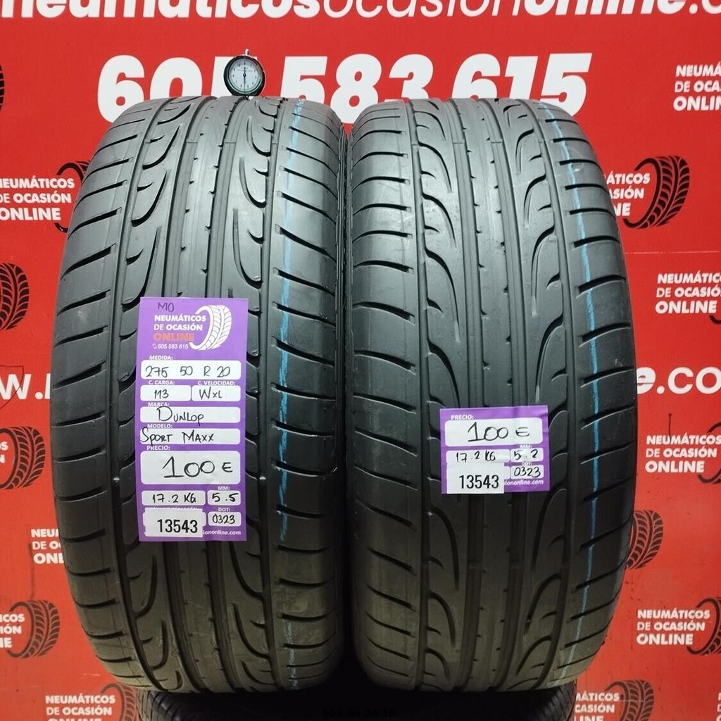 2x 275 50 R20 113W XL Dunlop Sport Maxx MO 5.5/5.2MM Ref. 13543