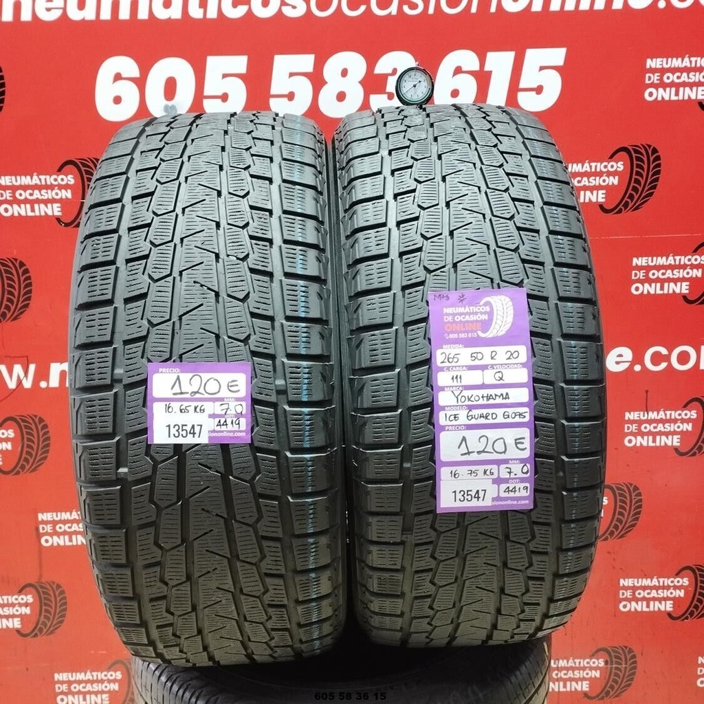 2x 265 50 R20 111Q Yokohama Ice Protection G075 M+S 7.0/7.0MM Réf. 13547