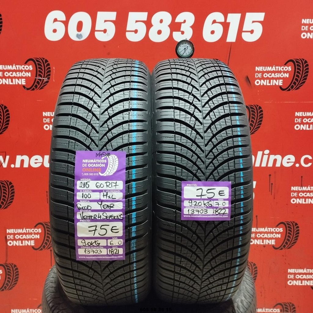 215 60 R17 96H Goodyear Vector 4SEASONS M+S 6.0/7.0MM Réf. 13703