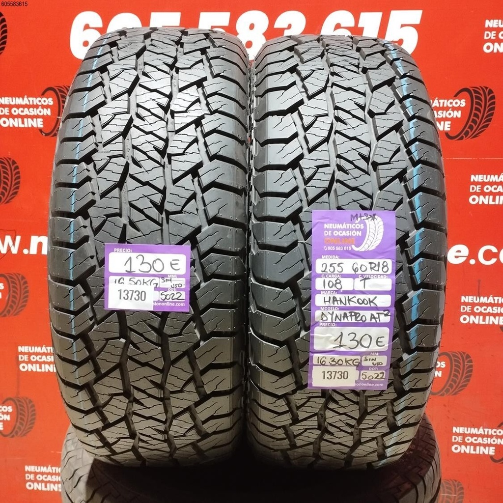 2x 255 60 R18 108T Hankook Dynapro AT2 M+S Dot:22/22 (Ohne Einsatz) Ref.13730