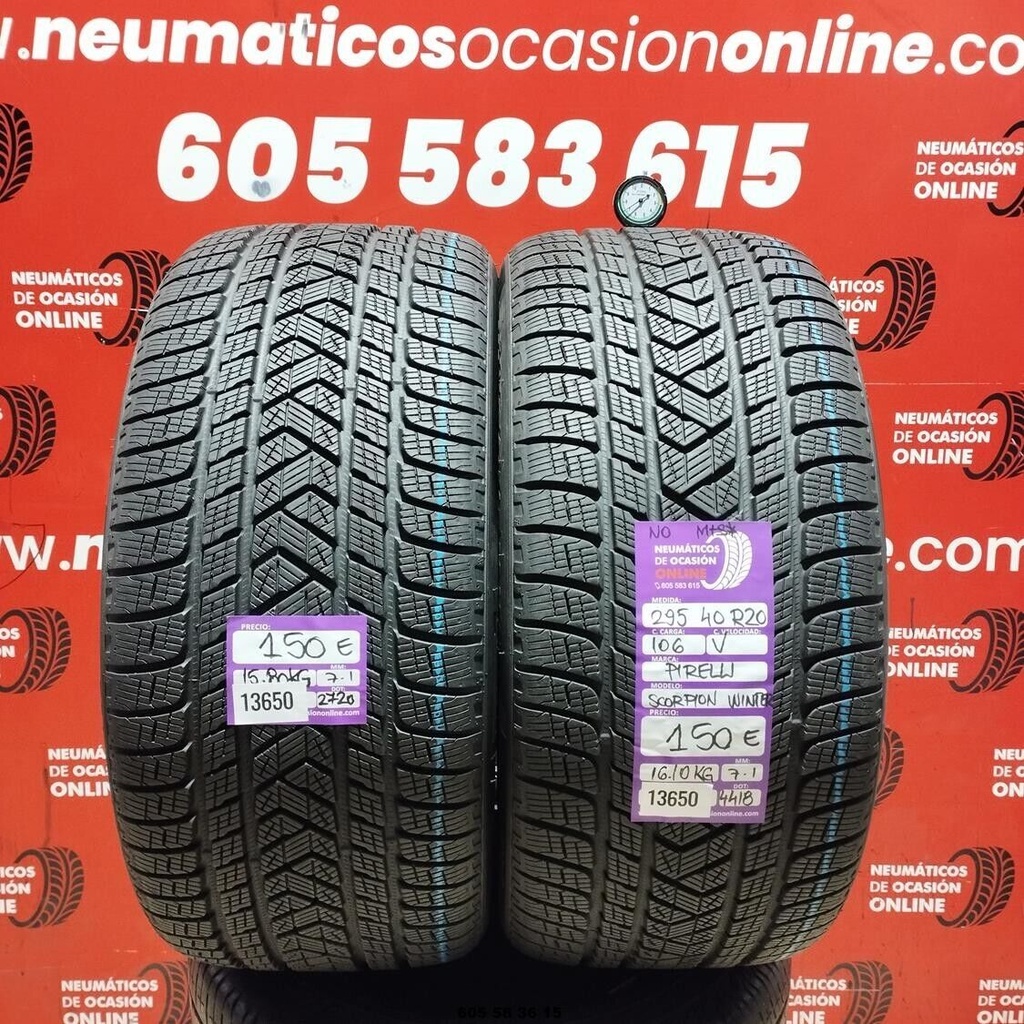 2x 295 40 R20 106V PIRELLI SCOPION WINTER TM  NO M+S* 7.1/7.1 MM REF. 13650