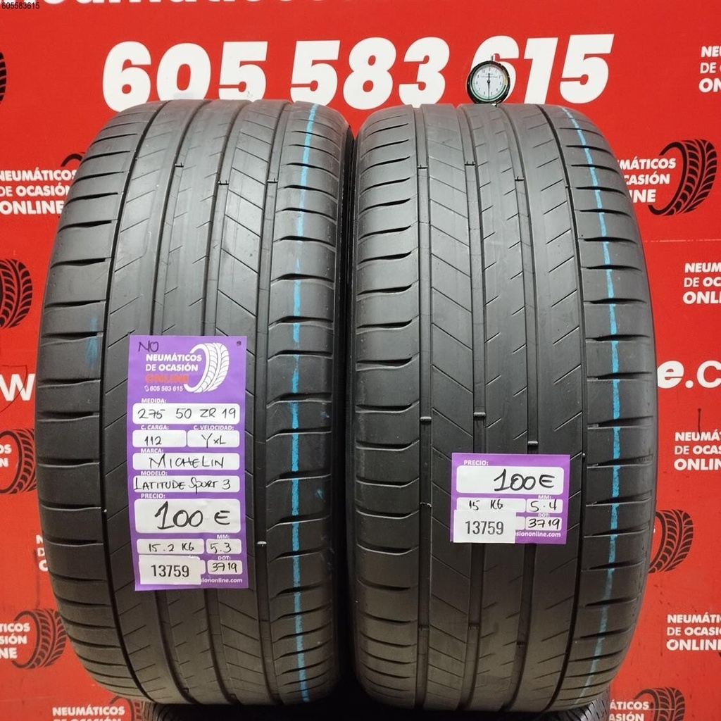 2X 275 50 ZR19 112Y XL MICHELIN LATITUDE SPORT 3 NO REF. 13759