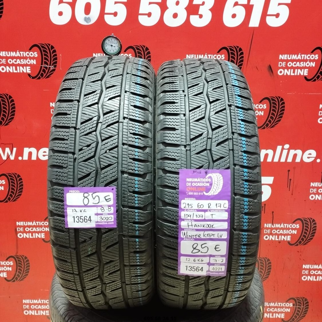 2x 215 60 R17C 1109/107T HANKOOK WINTER ICEPT LV M+S* 7.2/8.8MM REF. 13564