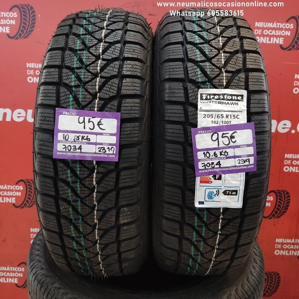 [Ref.7034] 2x 205 65 R15C 102/100T DOT:2319  Firestone Winterhawk C (sin uso)Ref.7034 SM