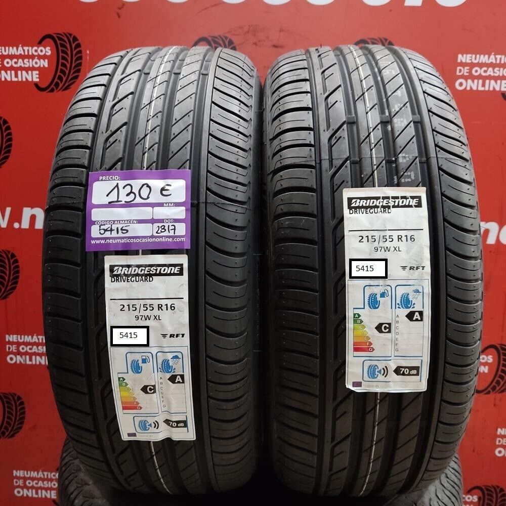 [Ref.5415] 2x 215 55 R16 97W XL (SIN USO) 8.0/8.0mm Bridgestone DriveGuard Ref.5415