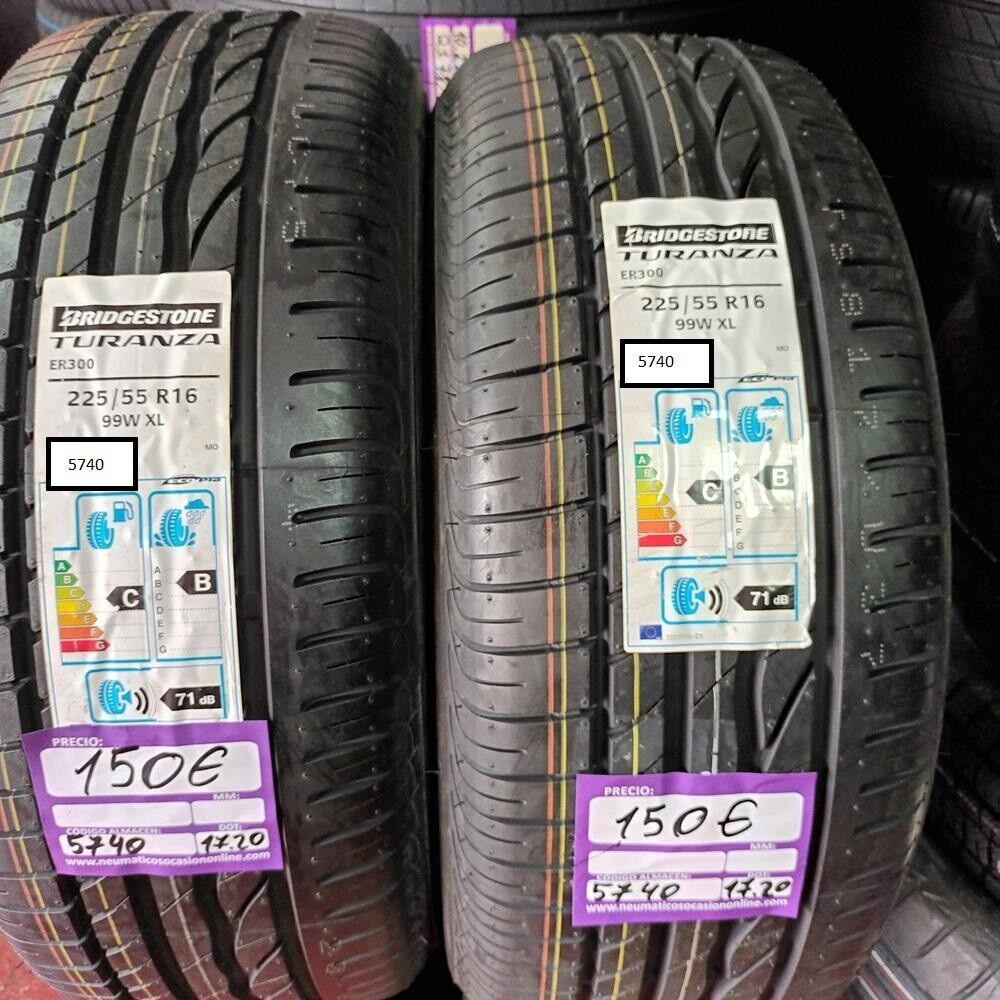 [Ref.5740] 2x 225 55 R16 99W XL 8.0/8.0mm Bridgestone Turanza ER300 Ref.5740