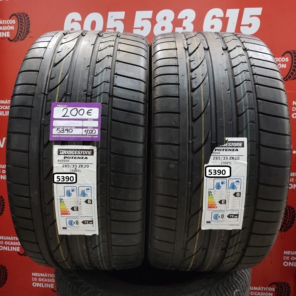[Ref.5390] 2x 285 35 R20 100V ZR 8.0/8.0mm Bridgestone Potenza RE050A Ref.5390