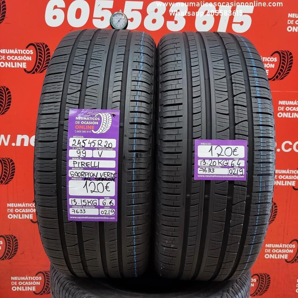 2x 245 45 R20 99V M+S 6.6/6.4mm Pirelli Scorpion Verde All Season Ref.7633