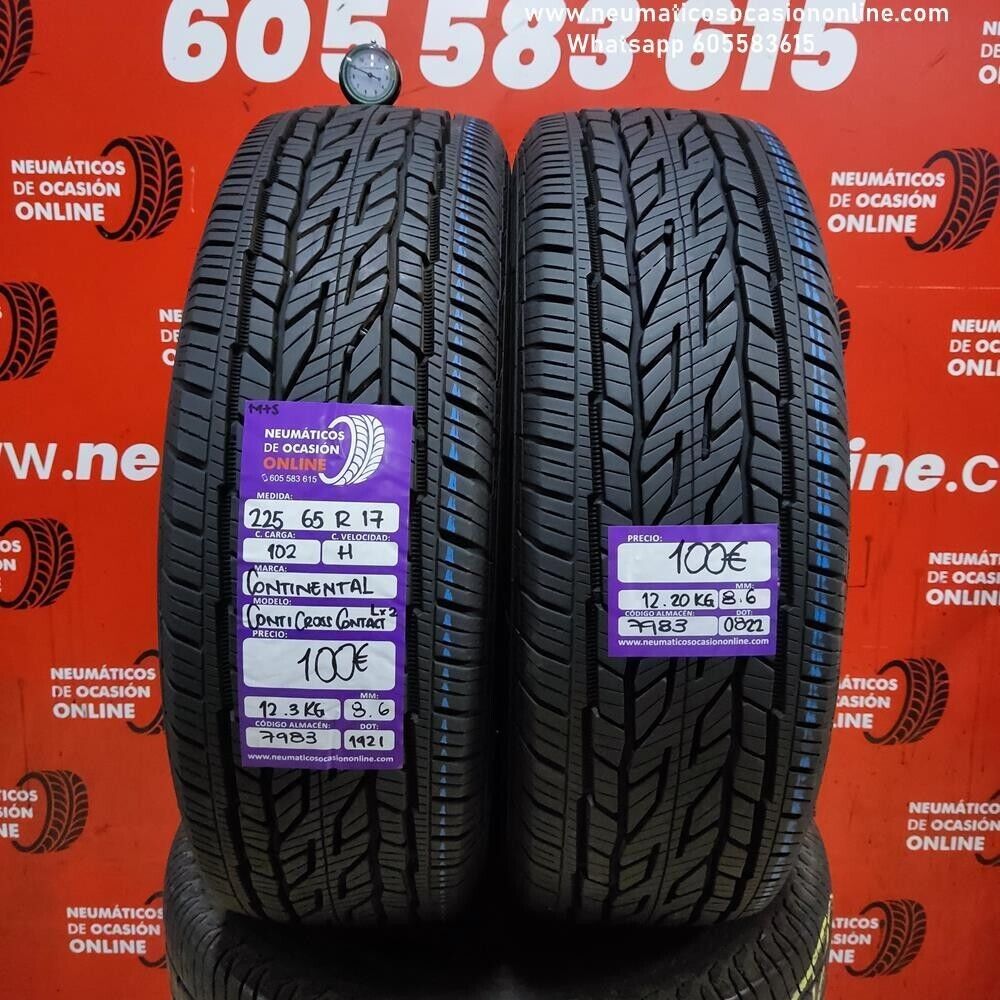 [Ref.7983] 2x 225 65 R17 102H 8.6/8.6 mm Continental Conti Cross Contact LX 2 M+S  Ref.7983
