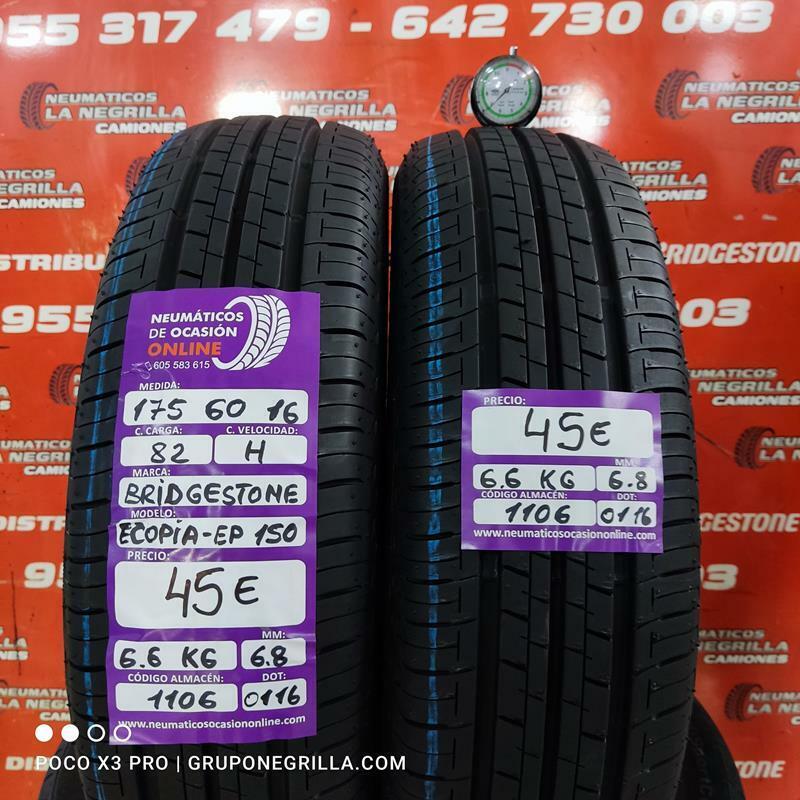 [Ref.1106] 2 X 175 60 R 16 82H 6.8/6.8mm Bridgestone Ecopia Ep150 Ref. 1106