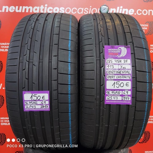 [Ref.2143] [Ref.2143] 2 x 285 45 R21 113Y XL AO 6.9mm+6.9mm DOT 2817/2817 Continental Sp-C6.Ref.2143