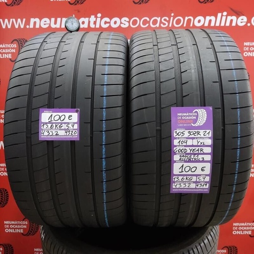 [Ref.4332] [Ref.4332] 2x 305 30 R21 104Y XL ZR 5.4/5.4mm Goodyear Eagle F1 Asymetric3 Ref.4332