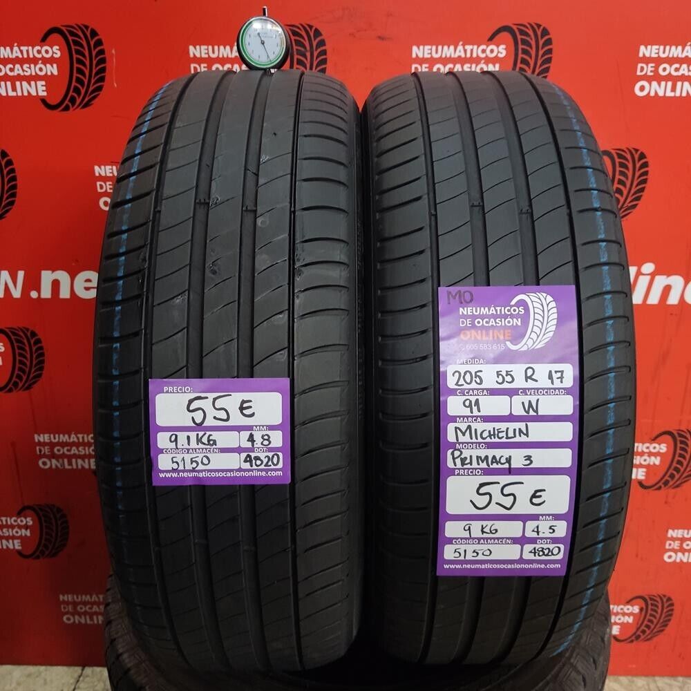 [Ref.5150] 2x 205 55 R17 91W MO 4.8/4.5mm Michelin Primacy 3 Ref.5150