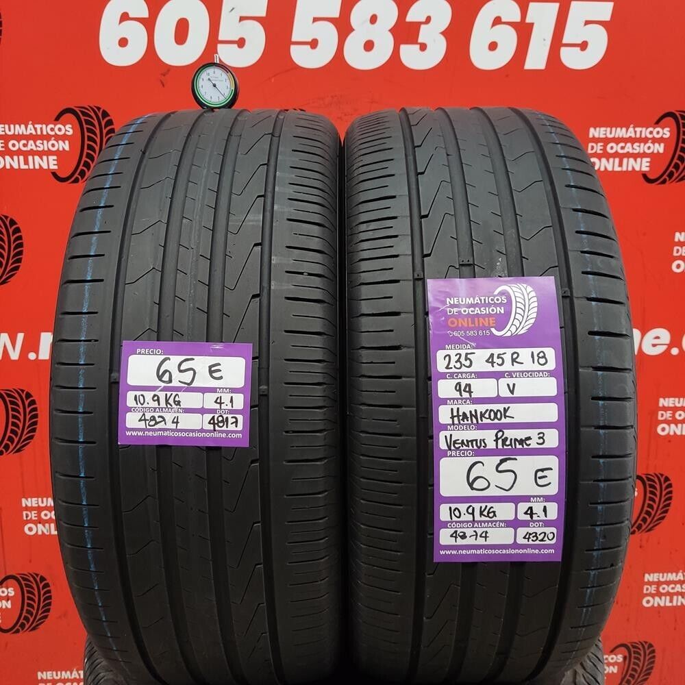 [Ref.4874] 2x 235 45 R18 94V 4.1/4.1mm Hankook Ventus Prime 3 Ref.4874