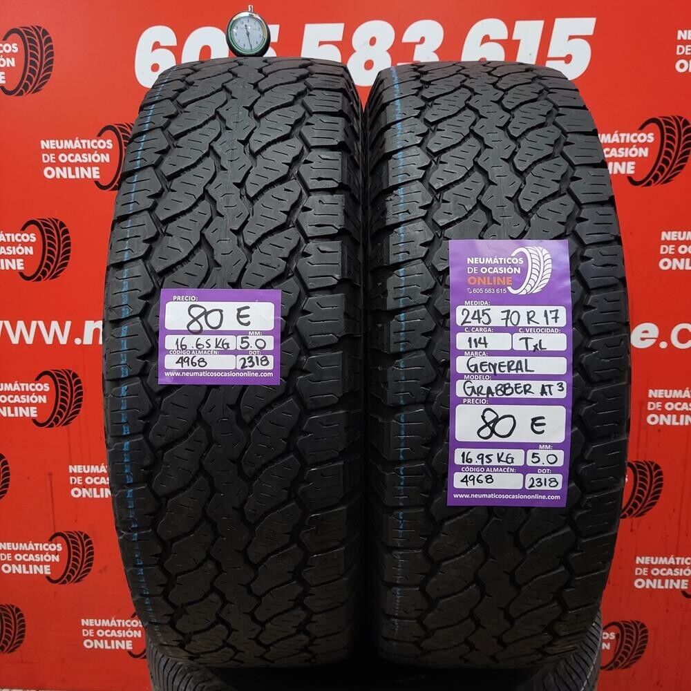 [Ref.4968] 2x 245 70 R17 114T XL 5.0/5.0mm General Grabber AT3 Ref.4968