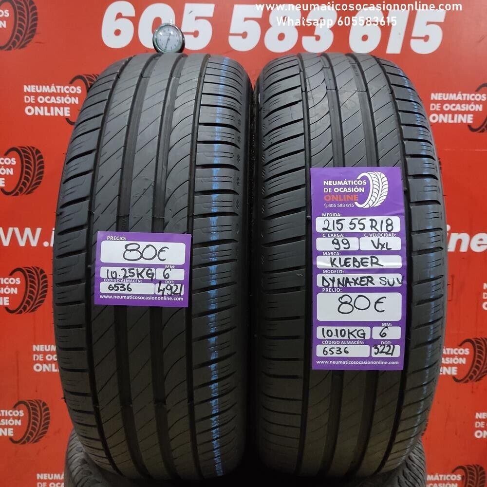 [Ref.6536] 2x 215 55 R18 99V XL 6.0/6.0mm Kleber Dynaxer SUV Ref.6536