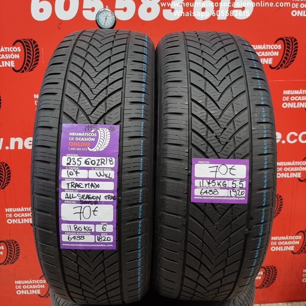 [Ref.6488] 2x 235 60 R18 107W XL ZR M+S 6.0/5.5mm Tracmax All Season Ref.6488