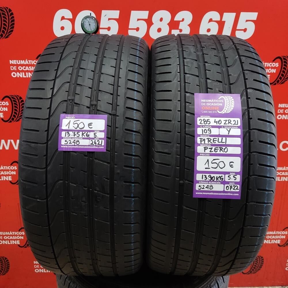 [Ref.5248] 2x 285 40 R21 109Y ZR 5.0/5.5mm Pirelli PZero Ref.5248