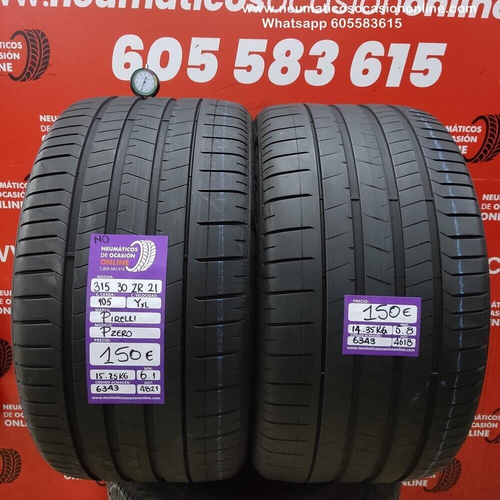 [Ref.6343] 2x 315 30 R21 105Y XL ZR N0 6.1/5.8mm Pirelli PZero Ref.6343