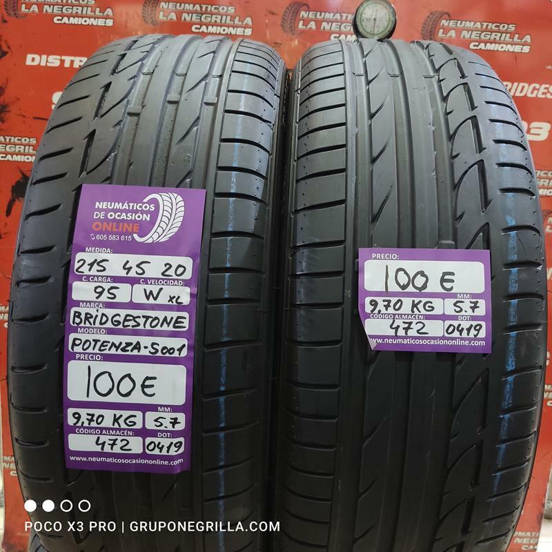 [Ref.472] 2 x 215 45 R 20 95W XL 5.7/4.7mm Bridgestone Potenza-S001.Ref.472