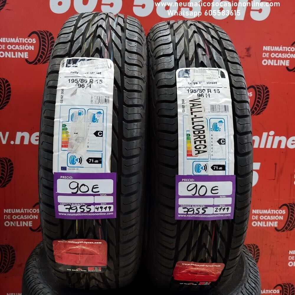 [Ref.7955] 2x 195 80 R15 96H Uniroyal Rally Street DOT 2119/4919 (Sin Uso) Ref.7955