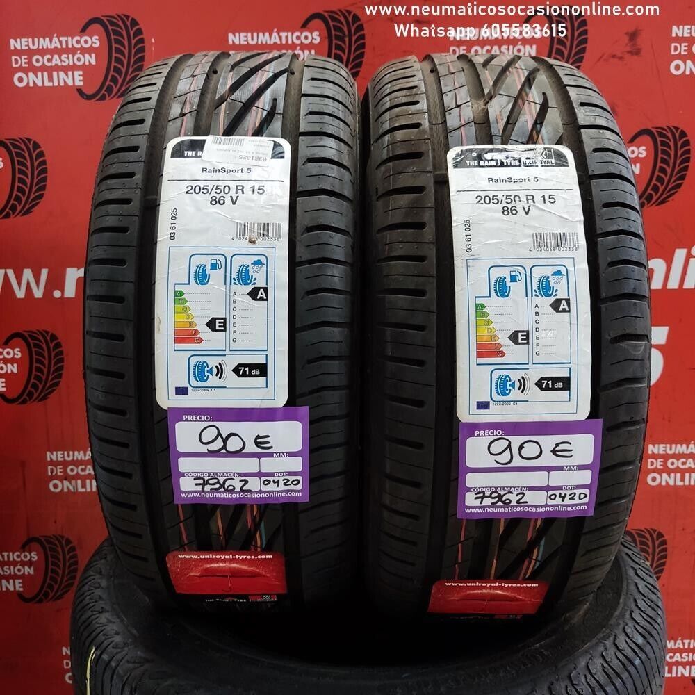 [Ref.7962] 2x 205 50 R15 86V Uniroyal Rain Sport 5 DOT 0420/0420 (Sin Uso) Ref.7962