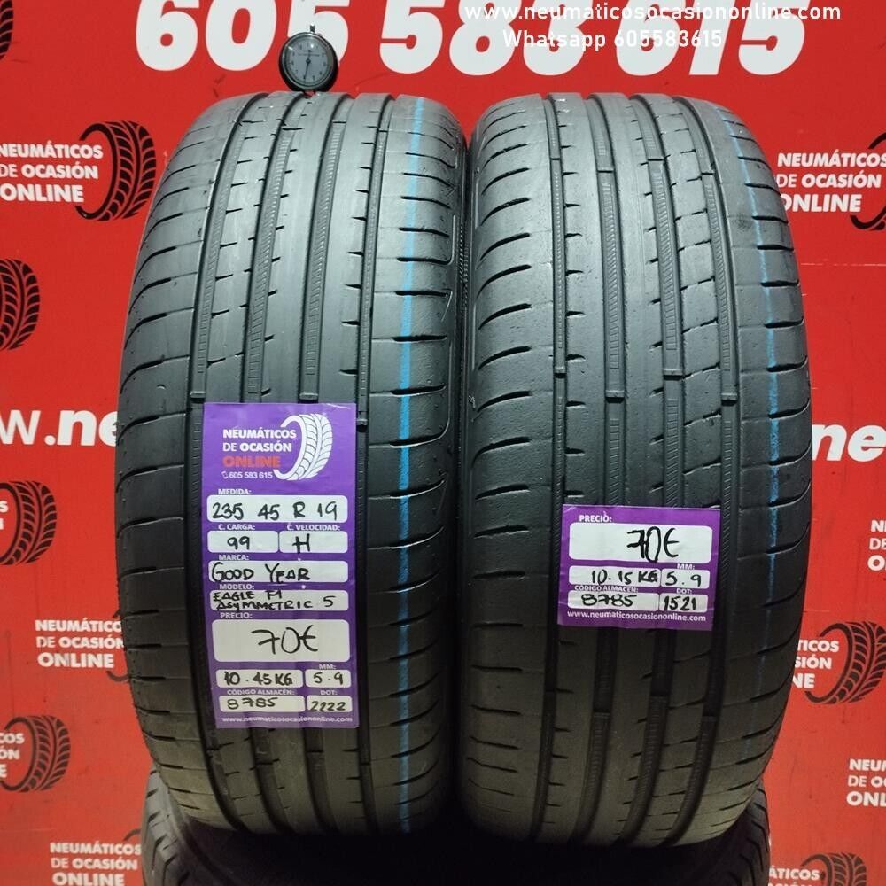 [Ref.8785] 2x 235 45 R19 99H Goodyear Eagle F1 Asymmetric 5 5.9/5.9 mm Ref.8785
