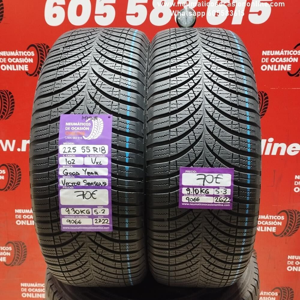 [Ref.9066] 2x 225 55 R18 102V XL Goodyear Vector Seasons M+S 5.3/5.2 mm Ref.9066
