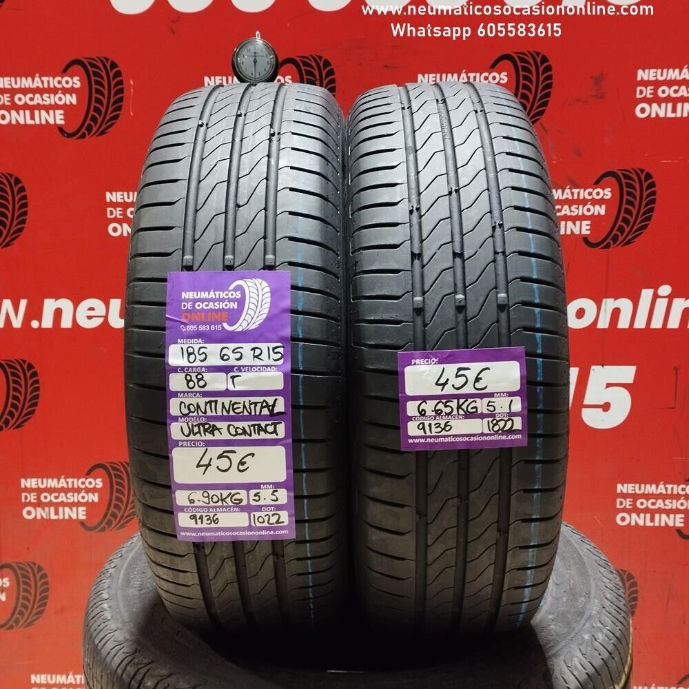 [Ref.9136] 2x 185 65 R15 88T Continental Ultra Contact 5.5/5.1 mm Ref.9136