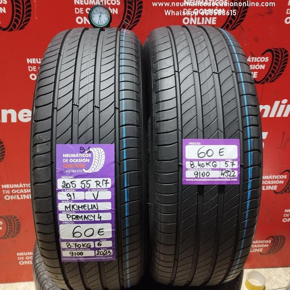 [Ref.9100] 2x 205 55 R17 91V Michelin Primacy 4 S1 6.0/5.7 mm Ref.9100