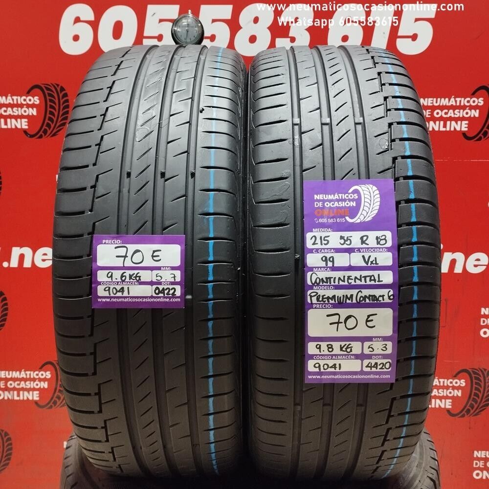 [Ref.9041] 2x 215 55 R18 99V XL Continental Premium Contact 6 5.7/5.3 mm Ref.9041