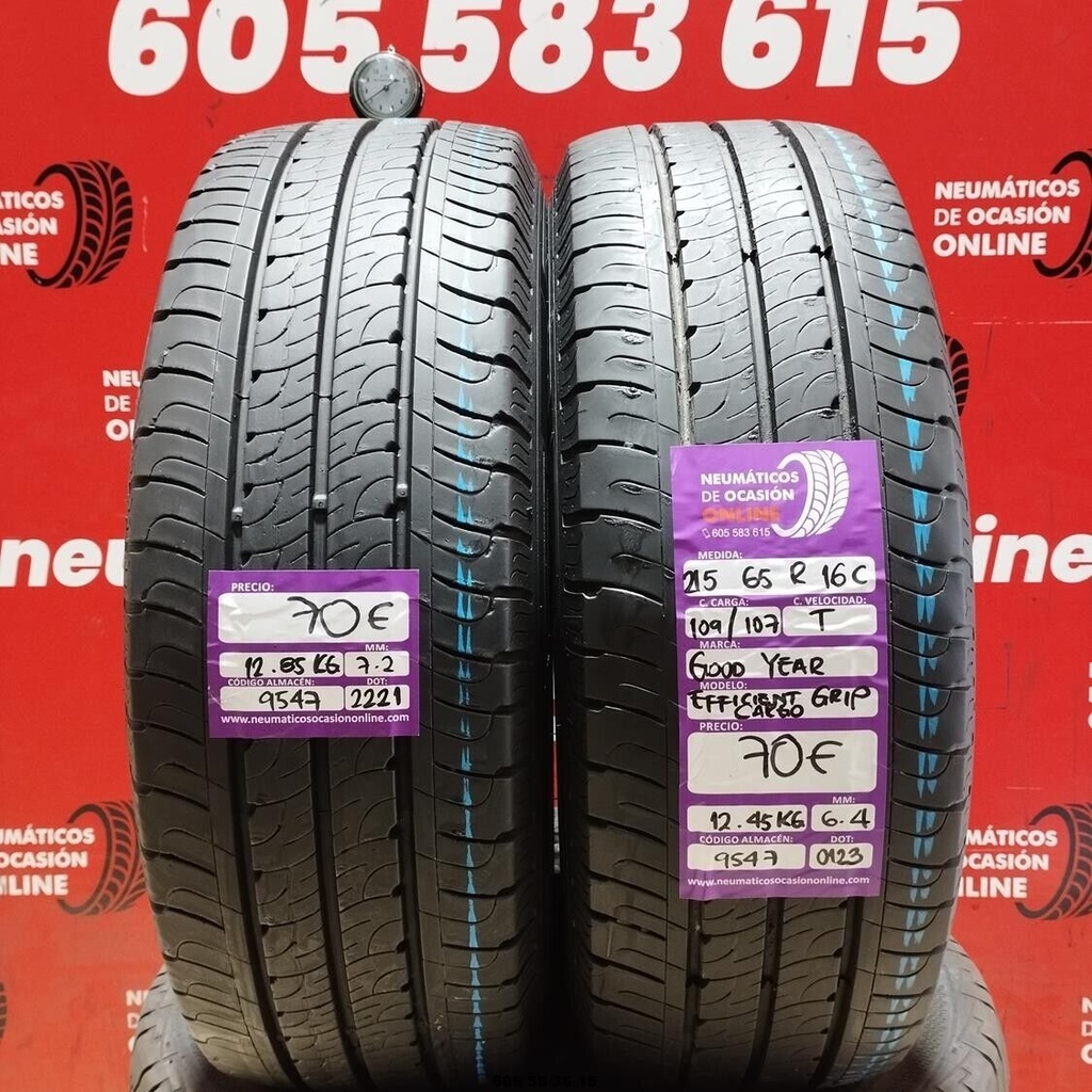 2x 215 65 16C 109/107T GOODYEAR EFFICIENT GRIP CARGO 7.2/6.4mm REF:9547