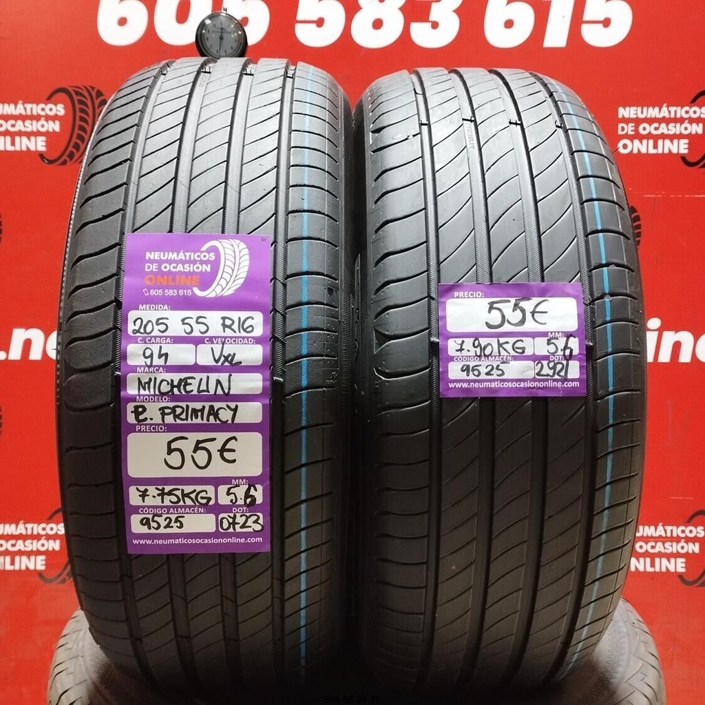 2x 205 55 R16 94VXL MICHELIN E.PRIMACY 5.6/5.6mm REF:9525