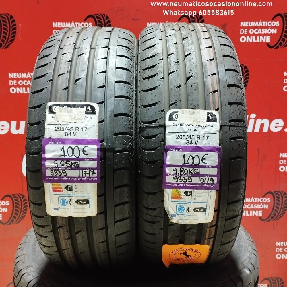 2x 205 45 R17 84V CONTINENTAL CONTI SPORTCONTACT TM 3 *SSR DOT:1717/0119(SIN USO) REF:9339