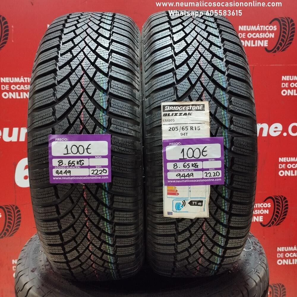2x 205 65 R15 94T BRIDGESTONE BLIZZAK LM005 DOT:2220/2220 (SIN USO) REF:9449
